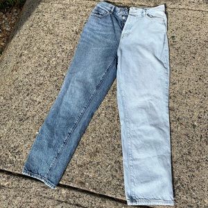 PACSUN TWO TONE HIGH WAISTED STRAIGHT LEG JEANS